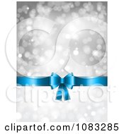 Poster, Art Print Of 3d Christmas Gift Bow And Silver Sparkle Background