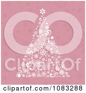 Clipart Pink Retro Christmas Tree Background Royalty Free Vector Illustration
