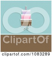 Poster, Art Print Of Retro Blue And Brown Polka Dot Cake Background