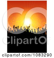 Poster, Art Print Of Silhouetted Crowd At A Music Concert Over Orange
