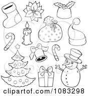Clipart Outlined Christmas Items Royalty Free Vector Illustration by visekart
