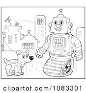 Poster, Art Print Of Outlined Robot And Dog