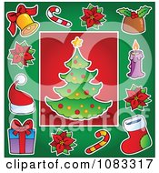 Poster, Art Print Of Christmas Tree With A Xmas Item Border