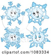 Poster, Art Print Of Blue Happy Snowflakes