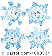 Clipart Blue Happy Snowflakes Royalty Free Vector Illustration by visekart