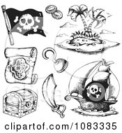 Poster, Art Print Of Black And White Pirate Items