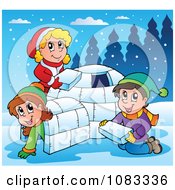 Poster, Art Print Of Winter Kids Making An Igloo