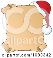 Poster, Art Print Of Christmas Parchment Page With A Santa Hat