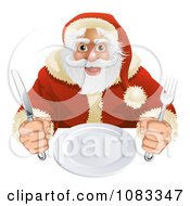Poster, Art Print Of Hungry Santa Seated With A Blank Plate