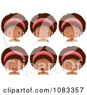 Poster, Art Print Of Expressional Black Girl Faces With Pink Headbands