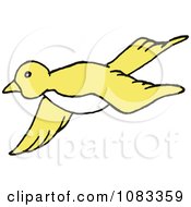 Clipart Yellow Bird In Flight Royalty Free Vector Illustration