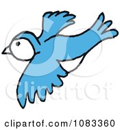 Clipart Blue Bird In Flight Royalty Free Vector Illustration