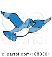 Clipart Blue And White Bird In Flight Royalty Free Vector Illustration