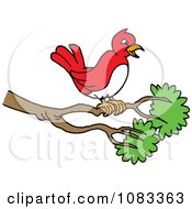 Clipart Red Bird Perched On A Branch Royalty Free Vector Illustration
