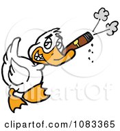 Clipart Duck Smoking A Cigar Royalty Free Vector Illustration by LaffToon