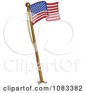 Poster, Art Print Of Waving American Flag On A Pole