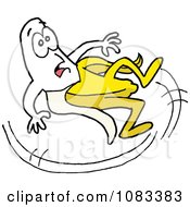 Clipart Slipping Banana Falling Backwards Royalty Free Vector Illustration by LaffToon