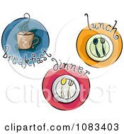 Poster, Art Print Of Breakfast Lunch And Dinner Meal Icons