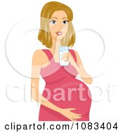 Clipart Pregnant Woman Drinking Milk Royalty Free Vector Illustration