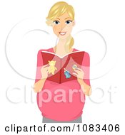 Poster, Art Print Of Pregnant Woman Reading A Baby Book