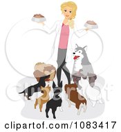 Female Vet Feeding Dogs