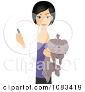 Poster, Art Print Of Female Vet Giving A Dog A Vaccine