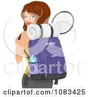 Active Woman With A Fitness Bag And Tennis Racket