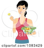 Poster, Art Print Of Healthy Woman Eating Salad