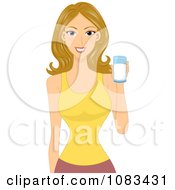 Poster, Art Print Of Healthy Blond Woman With A Glass Of Milk