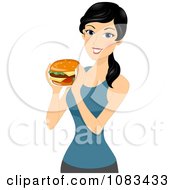 Poster, Art Print Of Thin Woman Holding A Cheeseburger