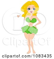 Clipart Vegetarian Pinup Girl Wearing Lettuce And Holding A Sign Royalty Free Vector Illustration