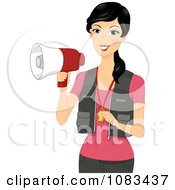 Poster, Art Print Of Female Coach Holding A Megaphone