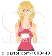 Clipart Healthy Woman Eating Soup Royalty Free Vector Illustration by BNP Design Studio