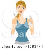 Clipart Pretty Woman With A Toothbrush And Paste Royalty Free Vector Illustration by BNP Design Studio