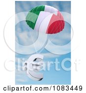 Poster, Art Print Of Italian Flag Parachute With A 3d Euro Symbol Against The Sky