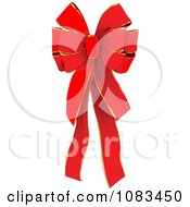 Poster, Art Print Of Red Christmas Bow With Golden Accents