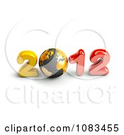 Poster, Art Print Of 3d Gold And Red 2012 With A Globe