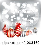 Poster, Art Print Of Christmas Background With 3d Ornaments Over Silver And Snow