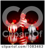 Poster, Art Print Of Christmas Background With 3d Ornaments Over Black With Sparkles