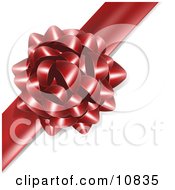 Gift Present Wrapped With A Red Bow And Ribbon Clipart Illustration by Leo Blanchette