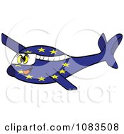 Clipart Happy European Flag Plane Royalty Free Vector Illustration by Andrei Marincas