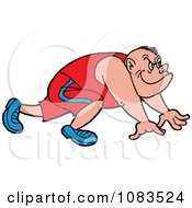 Clipart Caucasian Sprinter At The Starting Line Royalty Free Vector Illustration