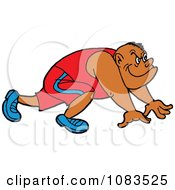 Clipart Hispanic Sprinter At The Starting Line Royalty Free Vector Illustration by LaffToon