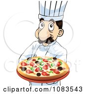 Chef Holding A Steaming Hot Pizza Pie