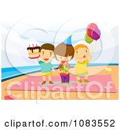 Poster, Art Print Of Boys Standing On A Towel At A Beach Birthday Party