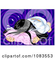 Clipart Sad Girl Crying Into Her Pillow Royalty Free Vector Illustration