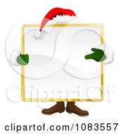 Poster, Art Print Of Santa Standing Behind A Large Square Sign