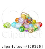 Poster, Art Print Of 3d Straw Easter Basket With Eggs
