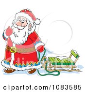 Poster, Art Print Of Santa Playing In The Snow With A Sled