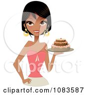Gorgeous Black Woman Holding A Cake